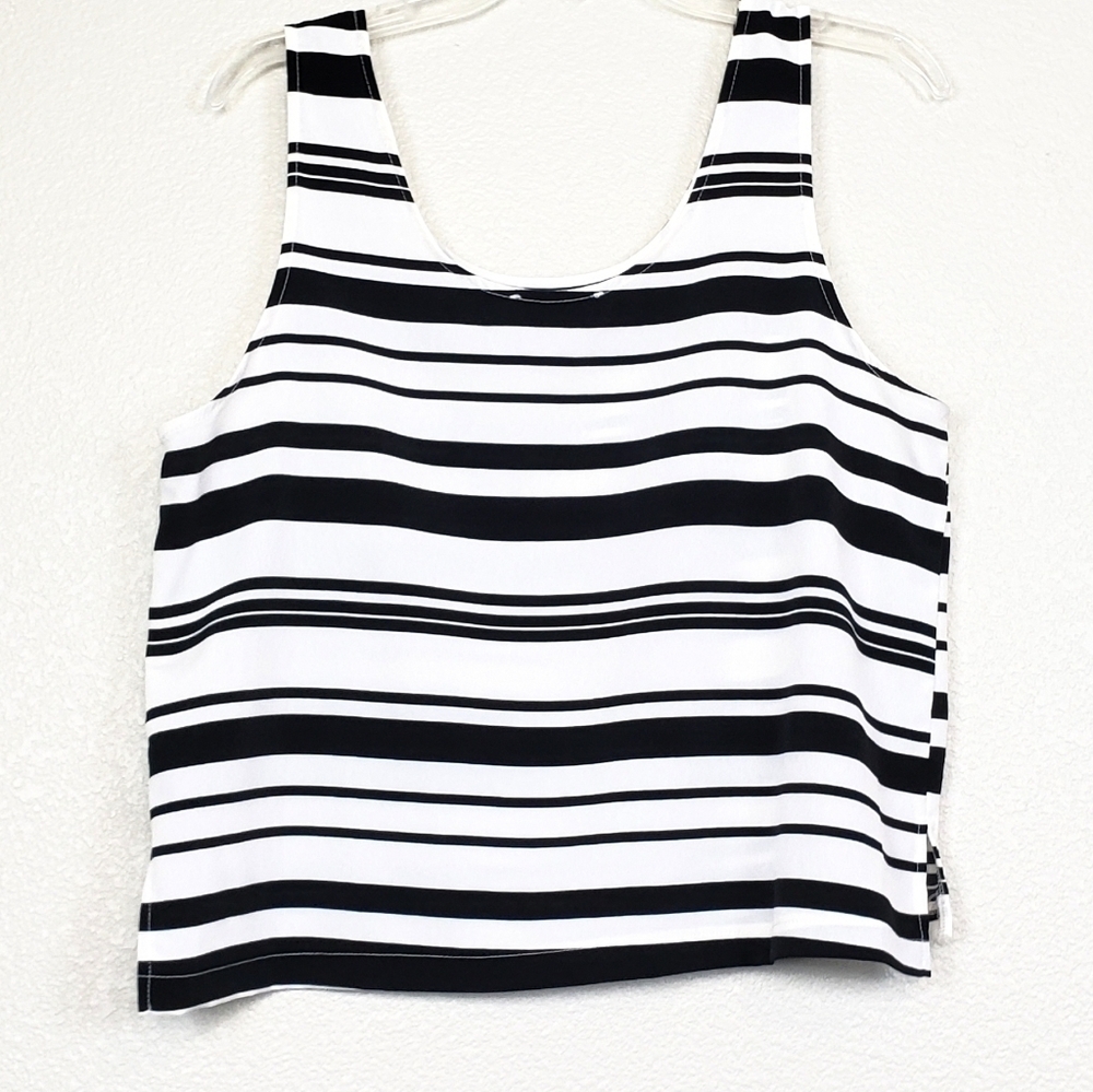Lush black and white striped sleeveless top